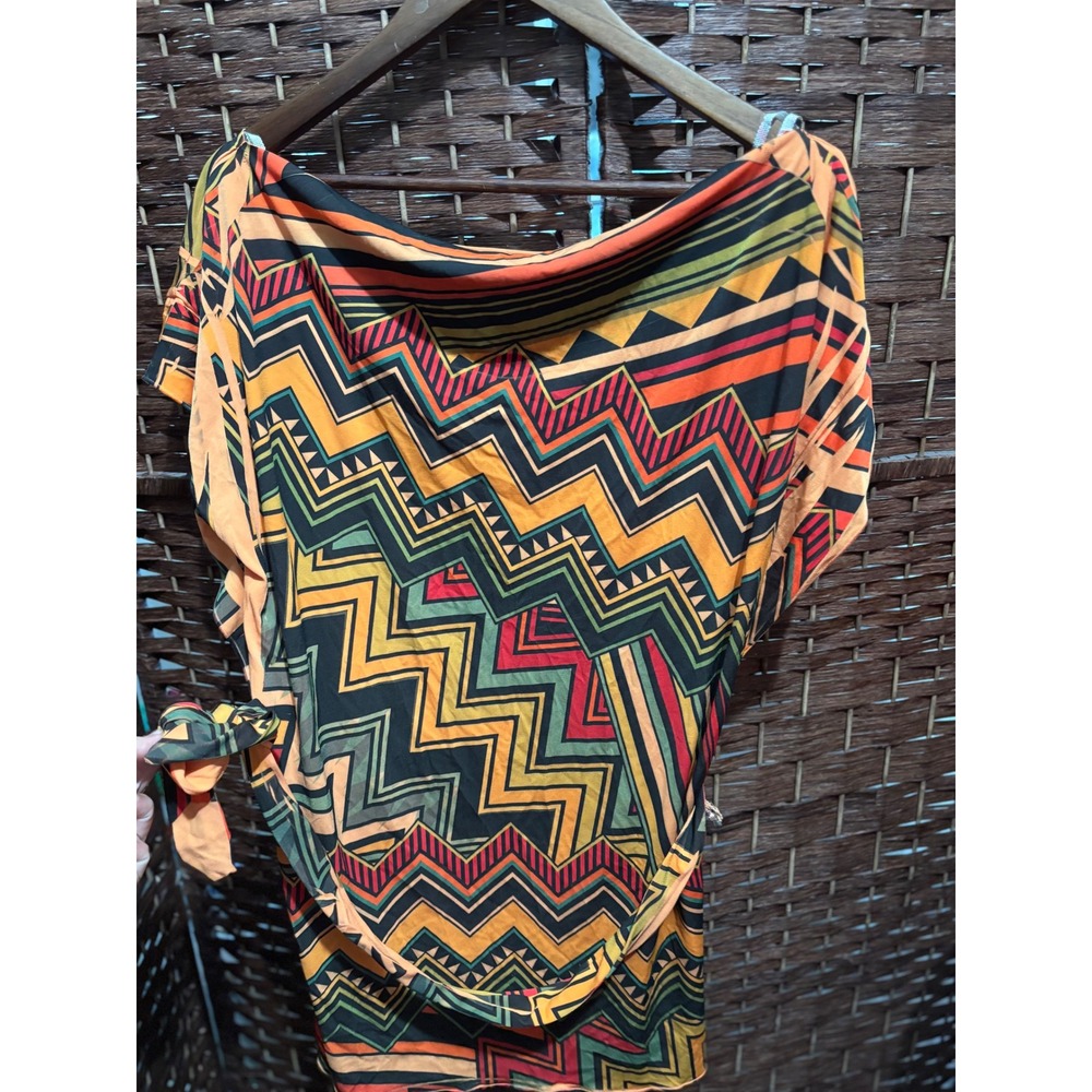 Yummy Plus Size 3X Top Blouse‎ Shirt Chevron Print Boho Festival Multicolor